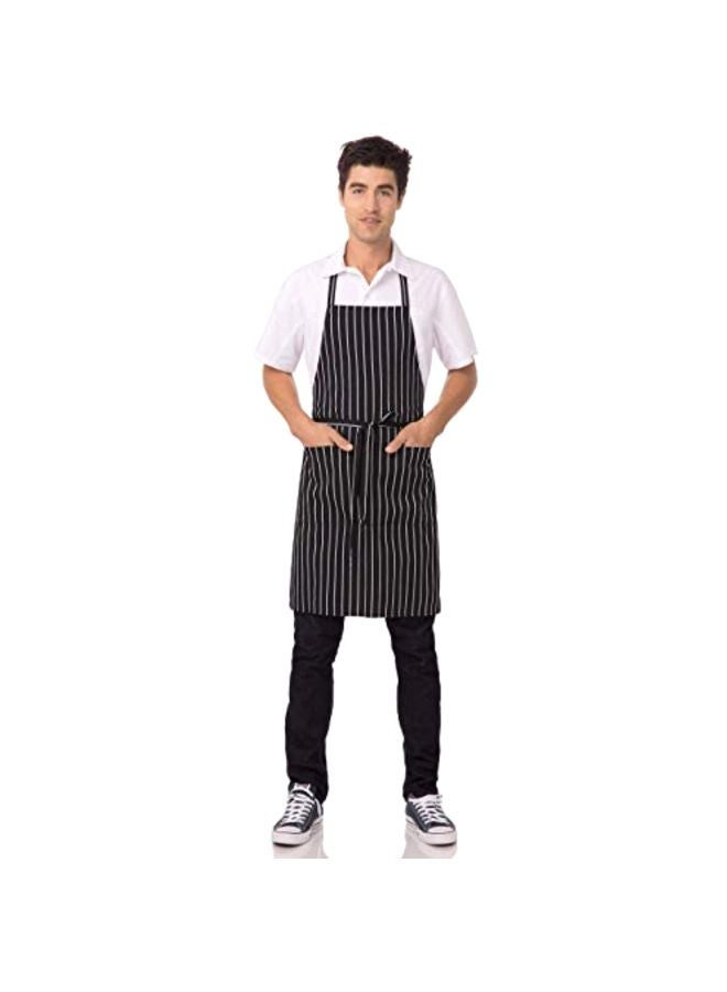 Chef Works Striped Pattern Apron Black/White 34.25x27inch - Image 2